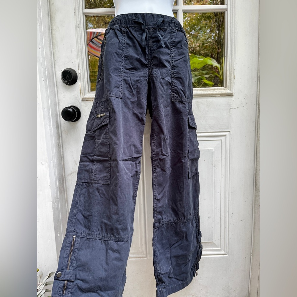 Superdry Navy Low Rise Wide Leg Cargo Pants